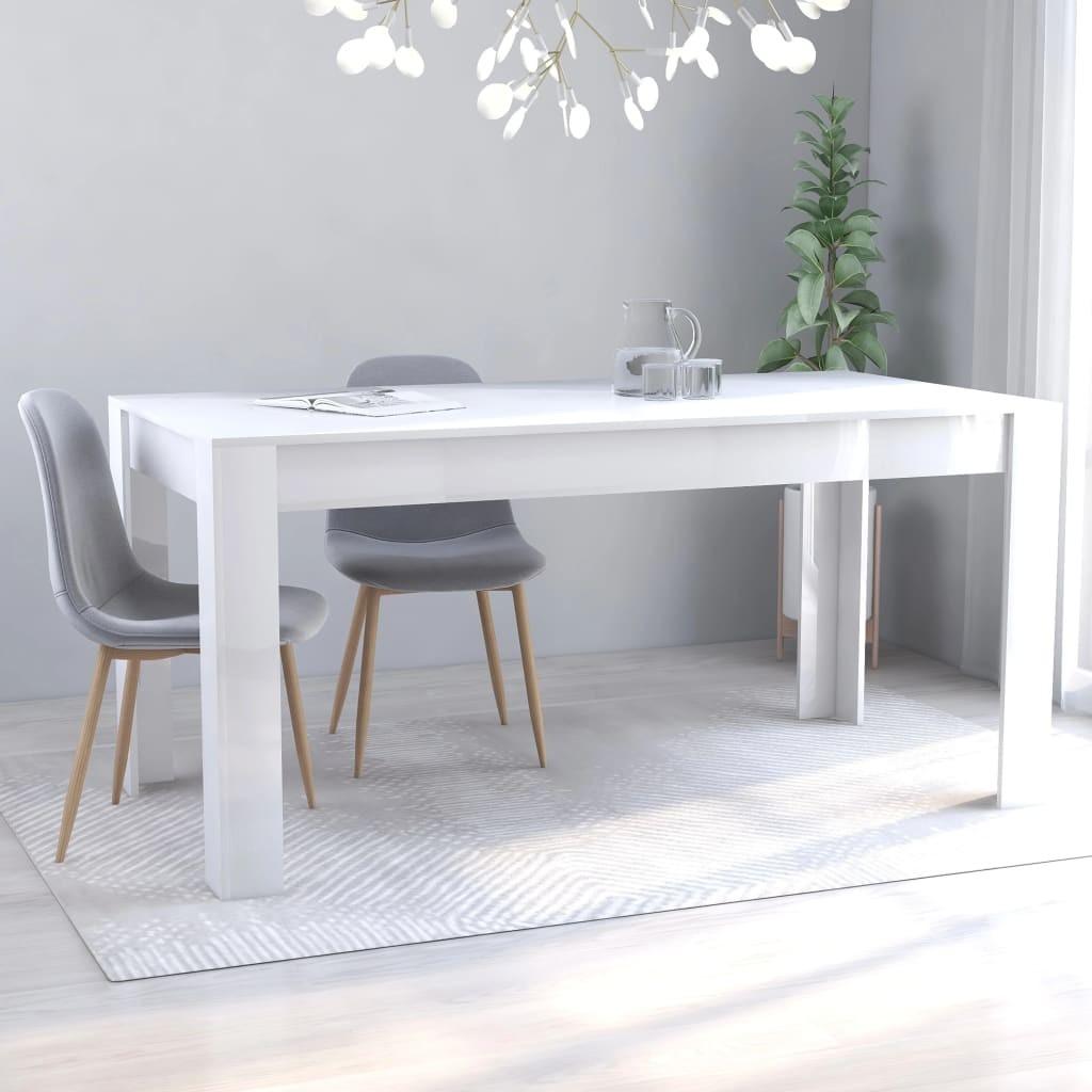 Spisebord 160 x 80 x 76 cm spånplade hvid højglans