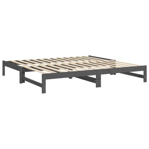 Daybed med udtræk 2x(100x200) cm massivt fyrretræ grå