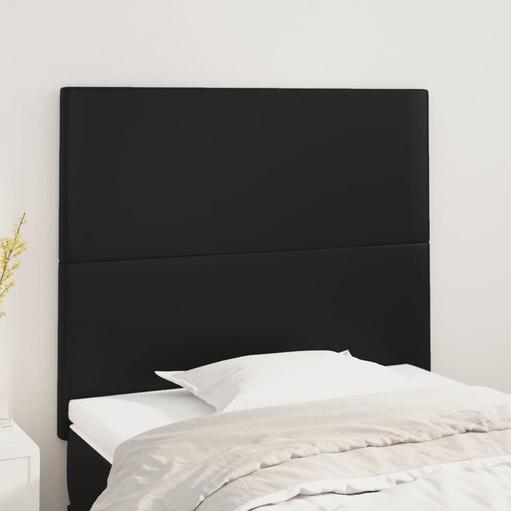 Sengegavle 80X5X78/88 Cm Kunstlæder Sort - Høj / 100 cm