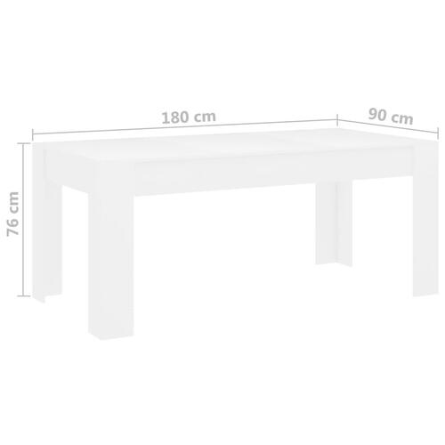 Spisebord 180 x 90 x 76 cm spånplade hvid
