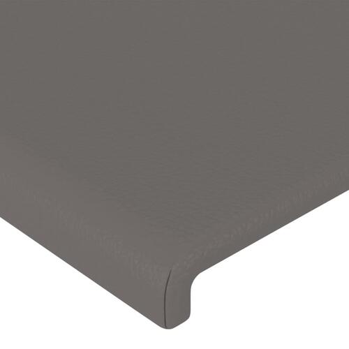 Sengeramme med sengegavl 200x200 cm kunstlæder grå