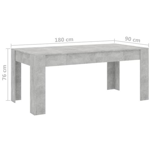 Spisebord 180 x 90 x 76 cm spånplade betongrå