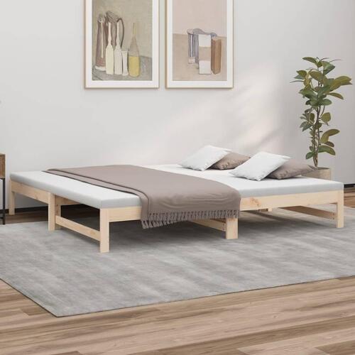 Daybed med udtræk 2x(100x200) cm massivt fyrretræ