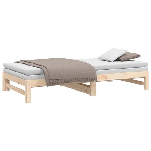 Daybed med udtræk 2x(100x200) cm massivt fyrretræ