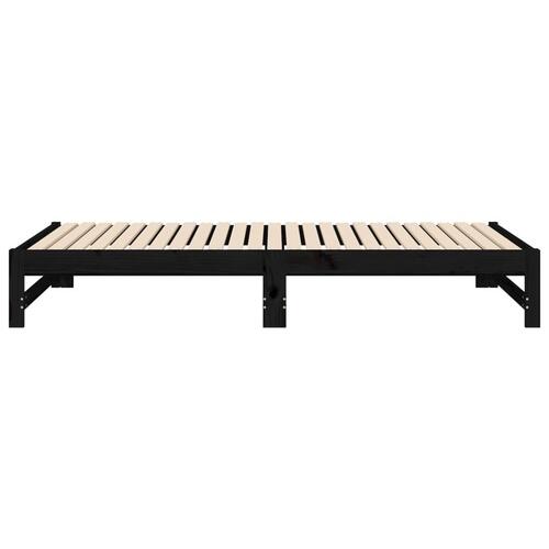 Daybed med udtræk 2x(100x200) cm massivt fyrretræ sort