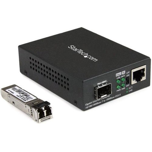 Startech mediekonverter - Gigabit fiber til RJ45, sort