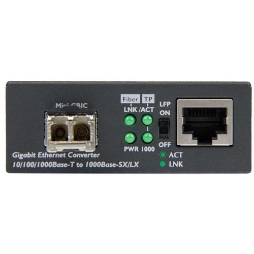 Startech mediekonverter - Gigabit fiber til RJ45, sort