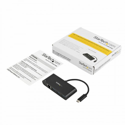 Startech US1GC303APD USB-C netværksadapter m. hub - Sort