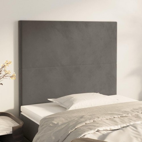 Sengegavl mørkegrå 80 x 5 x 118/128 cm i fløjl