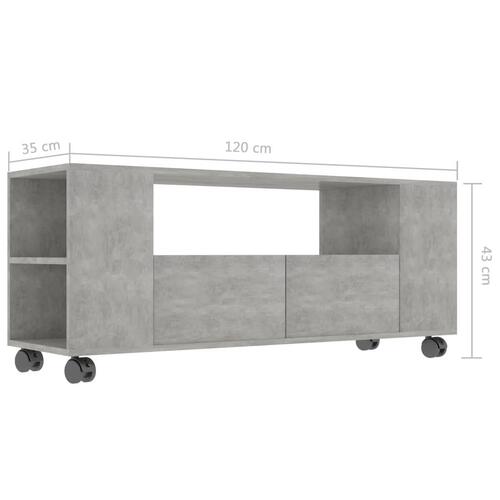 Tv-bord 120x35x48 cm konstrueret træ betongrå
