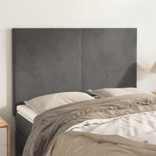 Sengegavl mørkegrå 144 x 5 x 118/128 cm i fløjl
