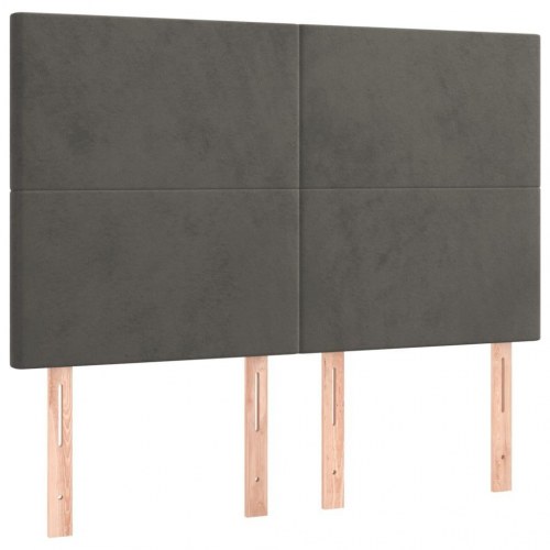 Sengegavl mørkegrå 144 x 5 x 118/128 cm i fløjl