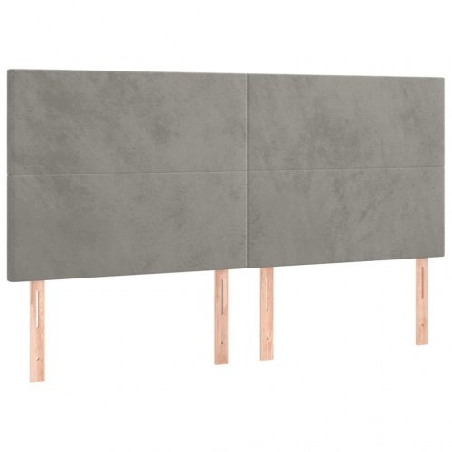 Sengegavl i fløjl - lysegrå, 160 x 5 x 118-128 cm