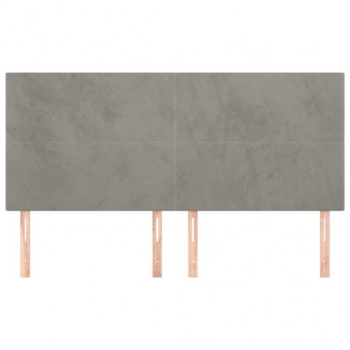 Sengegavl i fløjl - lysegrå, 160 x 5 x 118-128 cm