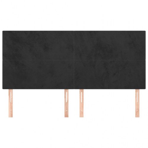 Sengegavl i sort fløjl 160 x 5 x 118/128 cm