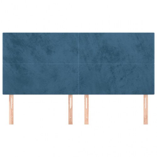 Sengegavl i mørkeblå fløjl - 160 x 5 x 118/128 cm