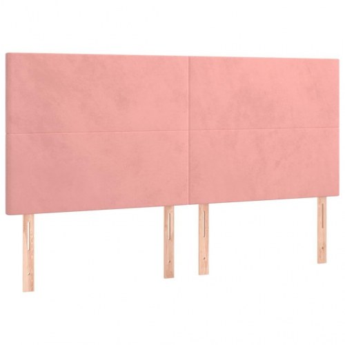 Sengegavl lyserød 160 x 5 x 118/128 cm i fløjl