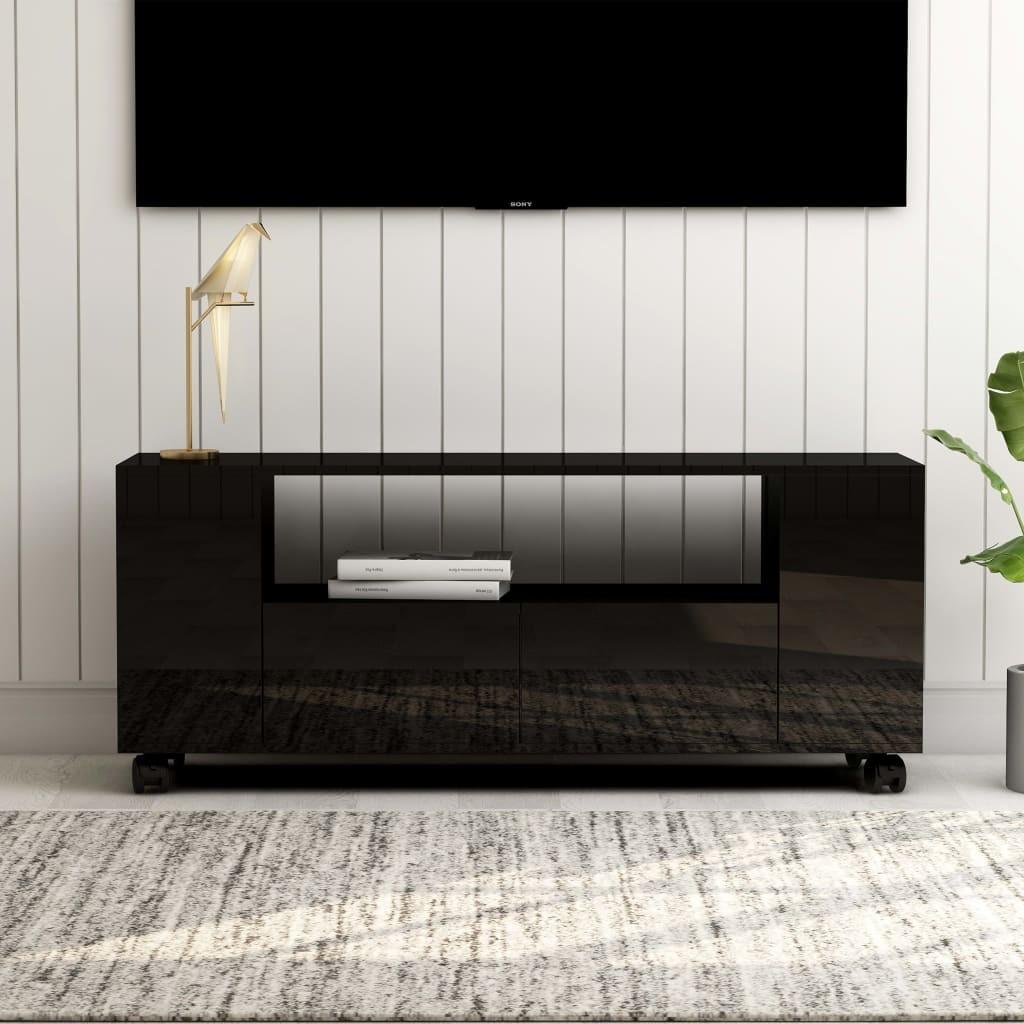 Tv-bord 120x35x48 cm konstrueret træ sort højglans