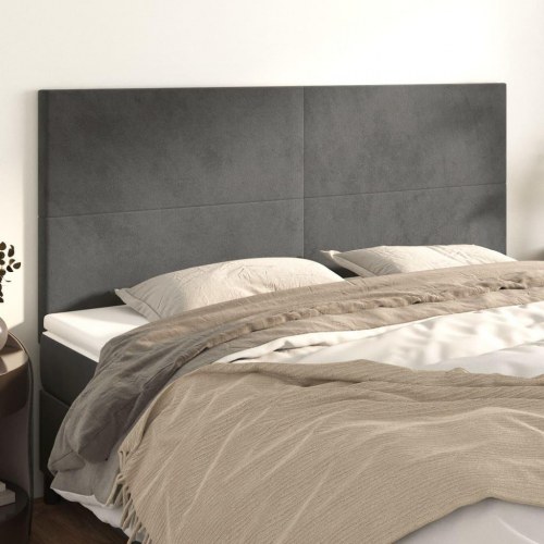 Sengegavl mørkegrå 180 x 5 x 118/128 cm fløjl