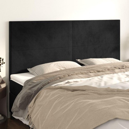 Sengegavl i sort fløjl 180 x 5 x 118/128 cm