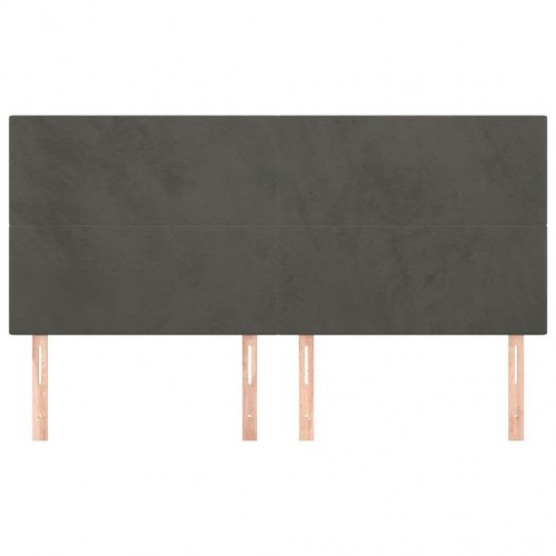 Sengegavl i mørkegrå fløjl 200 x 5 x 118/128 cm