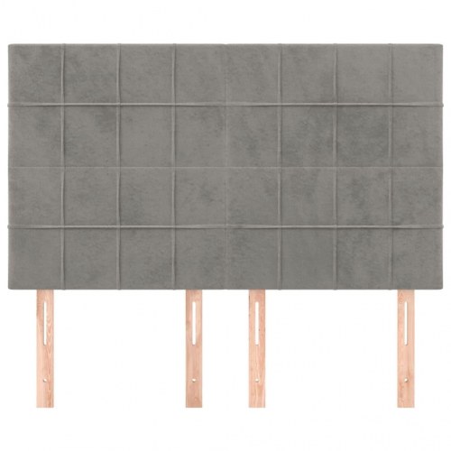 Sengegavl lysegrå i fløjl - 144 x 5 x 118/128 cm