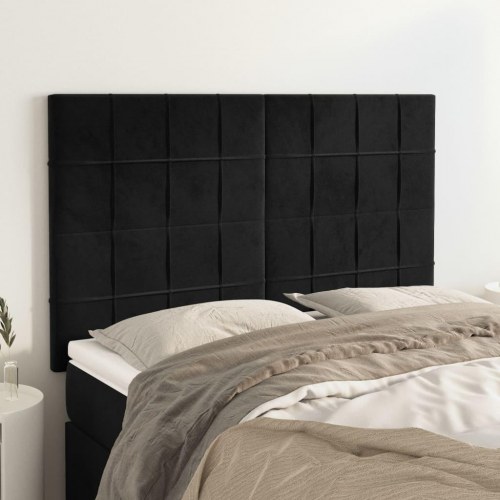 Sengegavl i sort fløjl - 144 x 5 x 118/128 cm