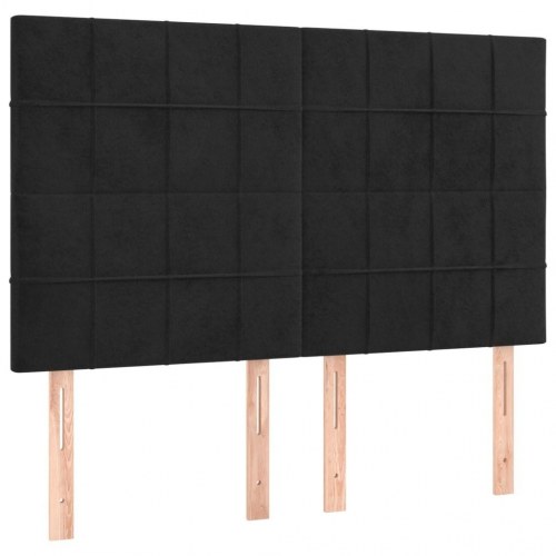 Sengegavl i sort fløjl - 144 x 5 x 118/128 cm