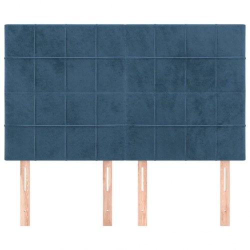 Sengegavl i mørkeblå fløjl - 144 x 5 x 118/128 cm