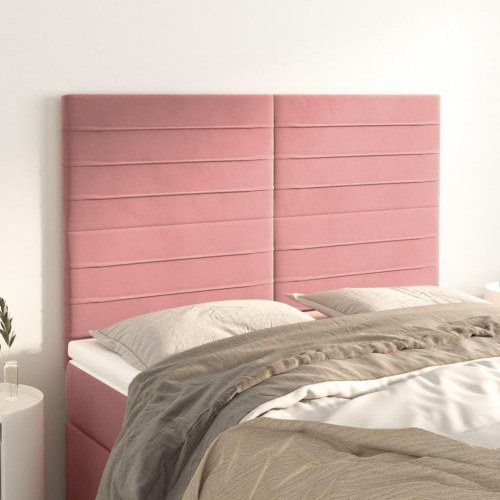 Sengegavl pink 144 x 5 x 118/128 cm i fløjl