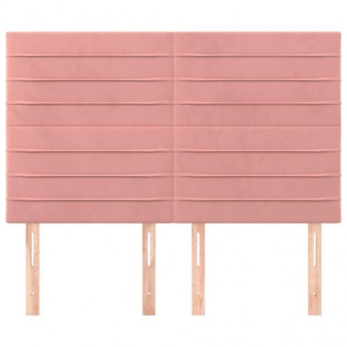 Sengegavl pink 144 x 5 x 118/128 cm i fløjl