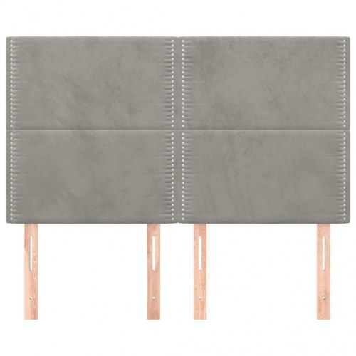 Sengegavl i fløjl - lysegrå 144×5×118/128 cm med nitter