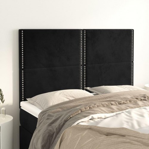 Sengegavl i sort fløjl 144 x 5 x 118/128 cm