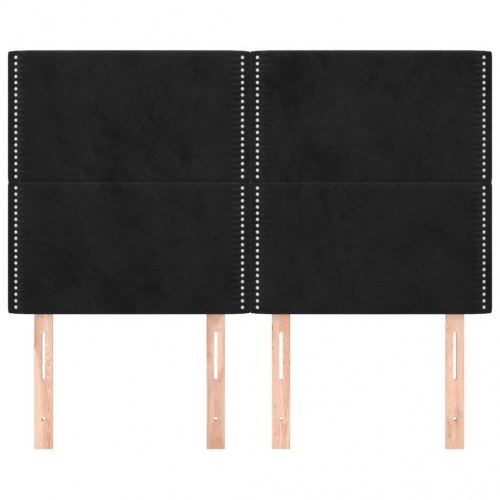 Sengegavl i sort fløjl 144 x 5 x 118/128 cm