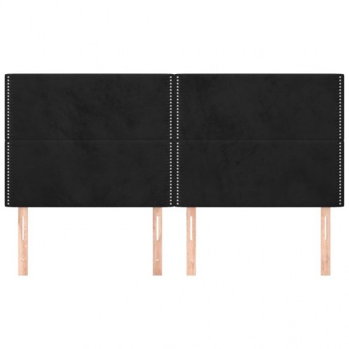 Sengegavl i sort fløjl 160×5×118/128 cm - justerbar med nitter