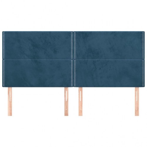 Sengegavl i fløjl - mørkeblå 160 × 5 × 118/128 cm, justerbar højde