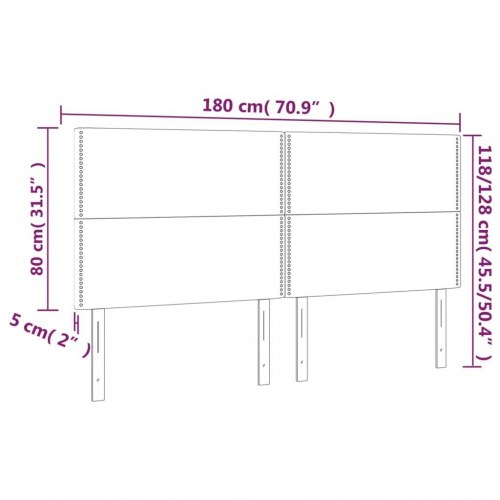 Sengegavl i sort fløjl 180 x 5 x 118/128 cm