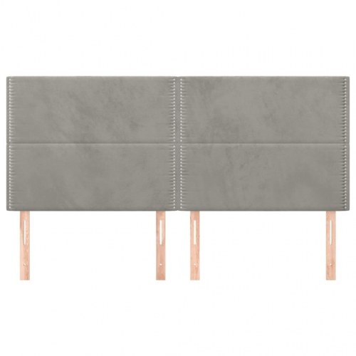 Sengegavl i lysegrå fløjl 200 × 5 × 118/128 cm - polstret med nitter