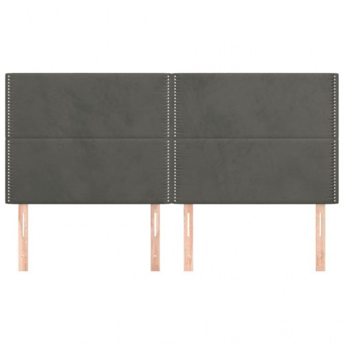 Sengegavl i fløjl - mørkegrå 200×5×118/128 cm med nitter