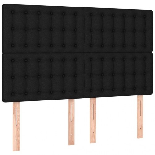 Sengegavl i stof - sort 144 x 5 x 118/128 cm