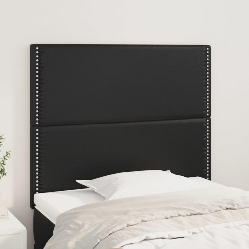 Sengegavl i sort kunstlæder - 90 x 5 x 118/128 cm