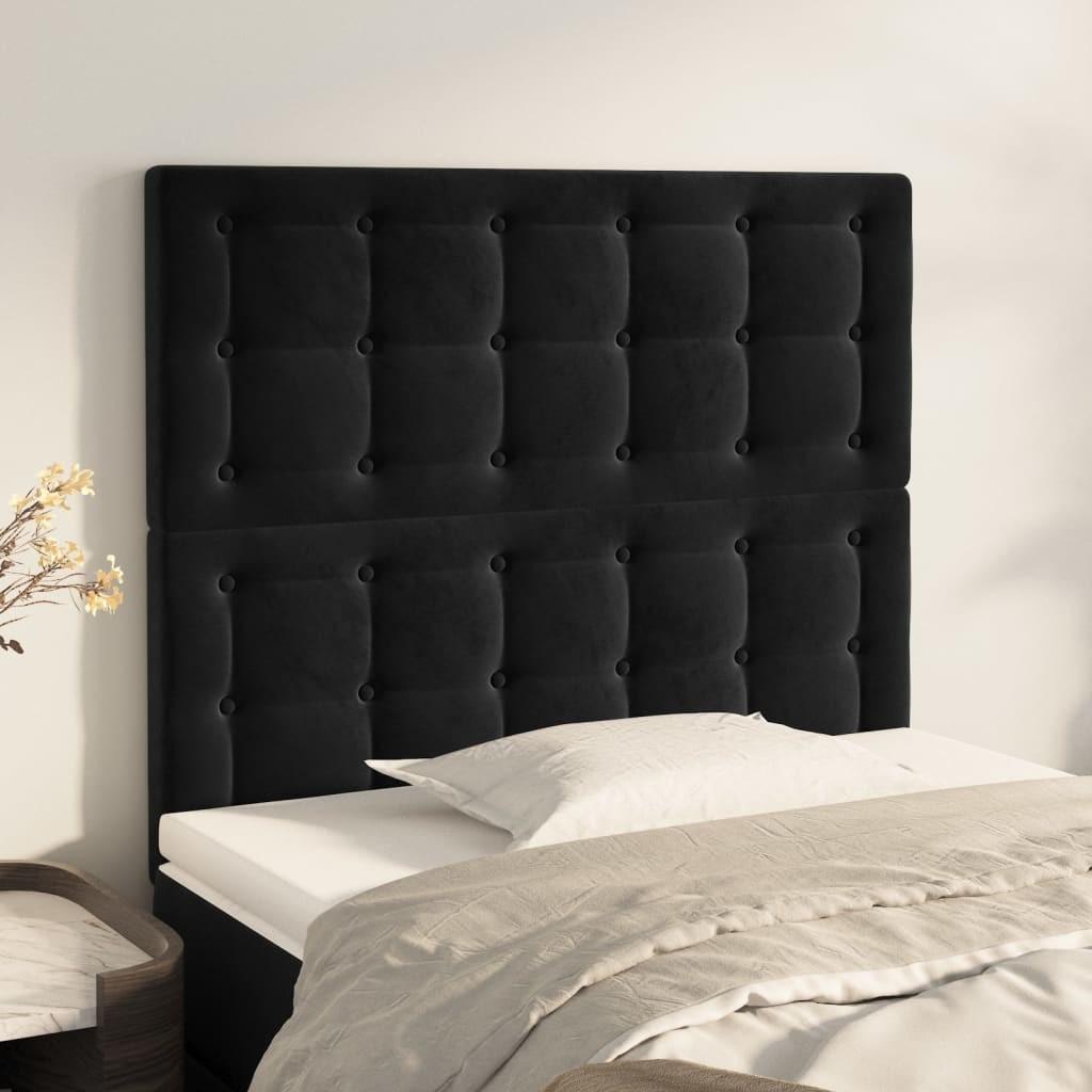 Sengegavle 2 stk. 80x5x78/88 cm fløjl sort billede