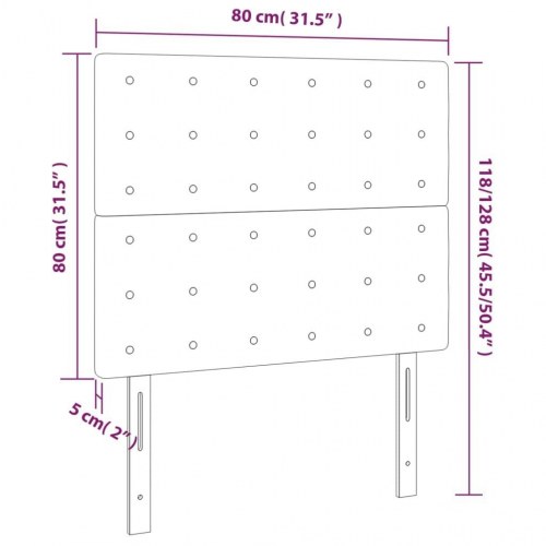 Sengegavl i sort fløjl - 80 x 5 x 118/128 cm