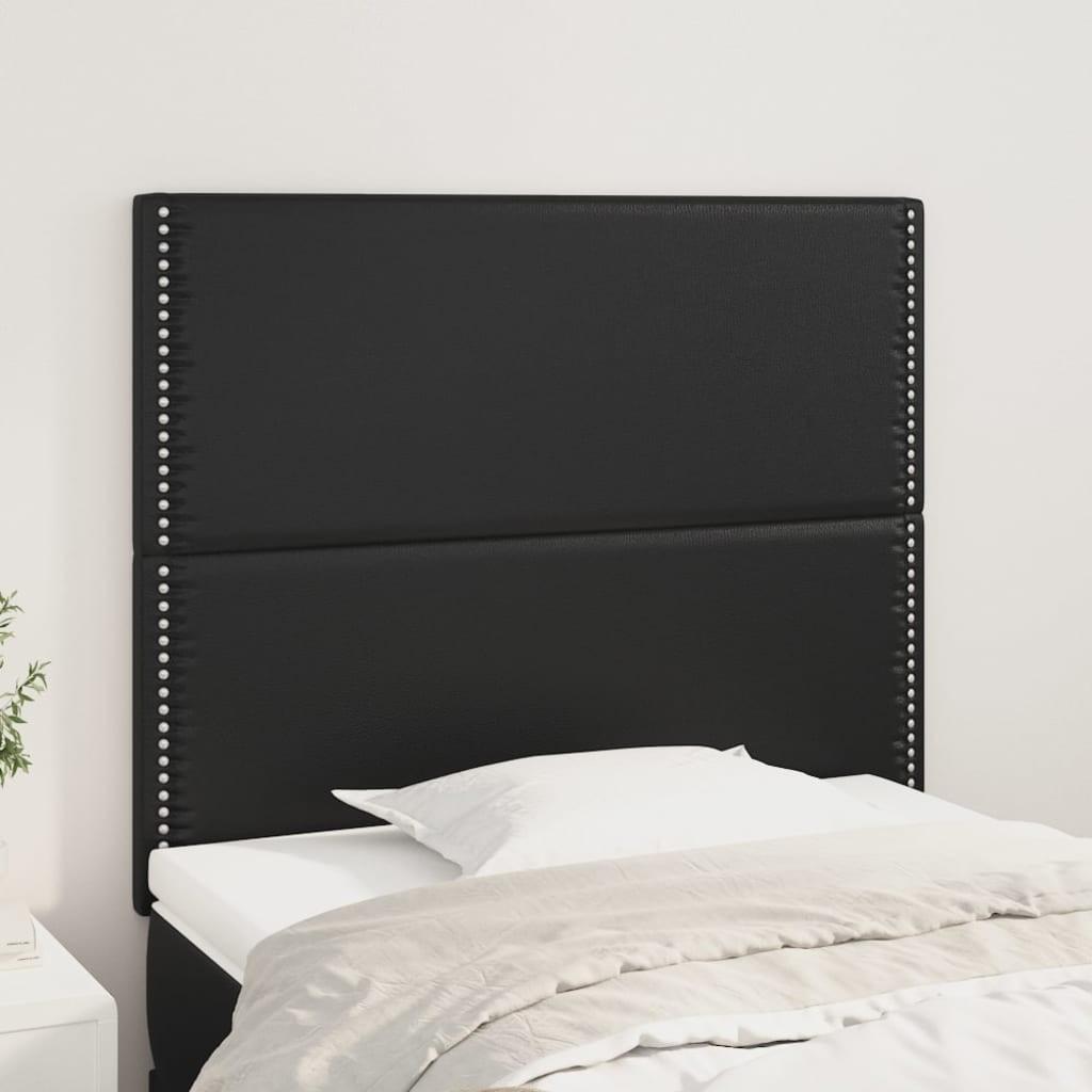 Sengegavle 80X5X78/88 Cm Kunstlæder Sort - Høj / 100 cm