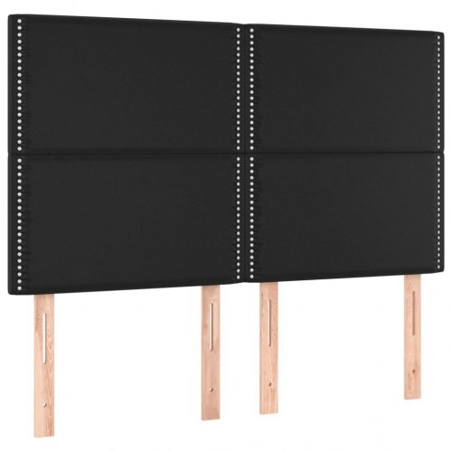 Sengegavl sort 144 x 5 x 118/128 cm i kunstlæder