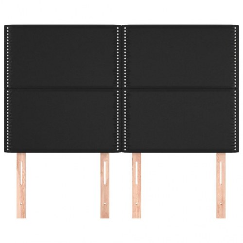 Sengegavl sort 144 x 5 x 118/128 cm i kunstlæder