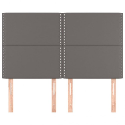 Sengegavl i grå kunstlæder 144 x 5 x 118/128 cm
