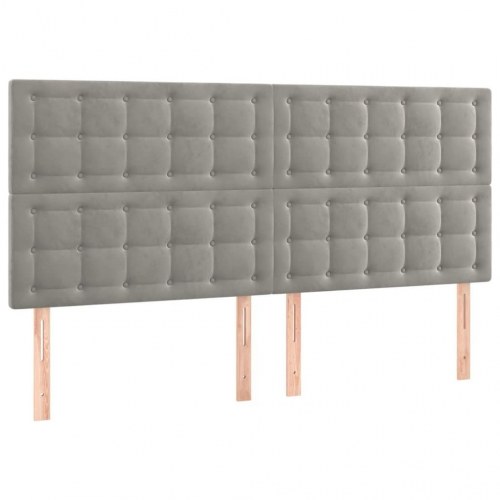 Sengegavl lysegrå 200 x 5 x 118/128 cm fløjl