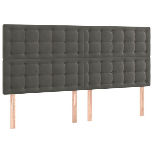 Sengegavl mørkegrå 200 x 5 x 118/128 cm i fløjl