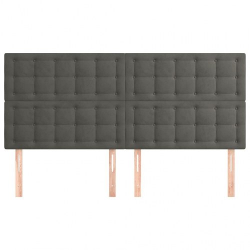 Sengegavl mørkegrå 200 x 5 x 118/128 cm i fløjl